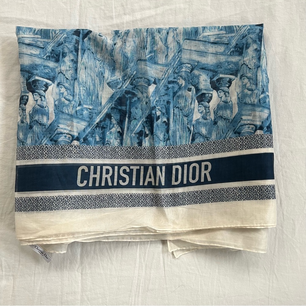 Christian Dior - Blue/White Greek Statue Ltd Edition Cruise ’22 Cotton Scarf